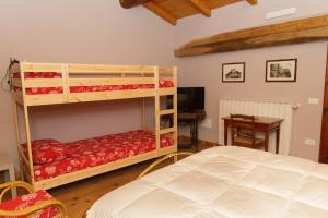 a bedroom with two bunk beds and a bed at Casa Pini Rio_A in Riolunato