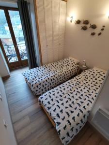 a bedroom with two beds and a window at Appartement Fontargente in Ax-les-Thermes