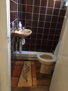 a bathroom with a toilet and a sink at Comfy rooms. Shared East London Homestay. in London