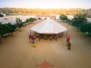 an overhead view of a tent with people standing around it at Royal Jaisalmer Resort with Swimming Pool in Jaisalmer
