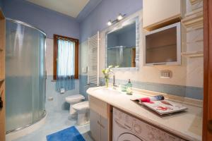 ein Bad mit einem Waschbecken, einer Dusche und einem WC in der Unterkunft Appartamento Freschi in San Miniato