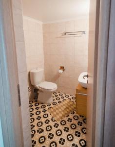 uma casa de banho com um WC e um lavatório em Mountain Hotels "Balasi's House" em Planitéron