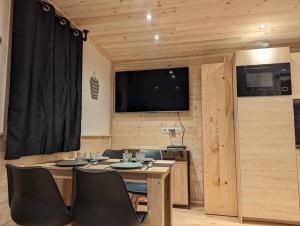 TV a/nebo společenská místnost v ubytování Superbe appartement sur le front de neige
