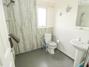 a bathroom with a toilet and a sink at Dragonfly Lodge in Shrewsbury +20 photos