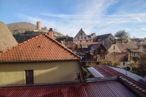 a view of a town with houses and roofs at Duplex en ville vue château - Studio - Parking in Kaysersberg