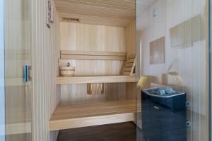 a room with a staircase and a sink in it at Villa Zen near Medulin for 8 people with wellness & sea view - only 1 km from beach in Vintijan