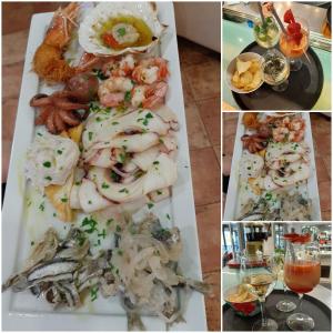a collage of pictures of a plate of food at Hotel Venezia in Caorle