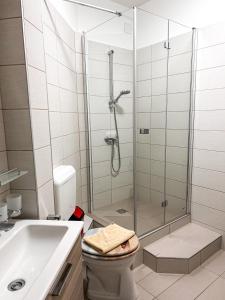 Koupelna v ubytování Malom Panzió