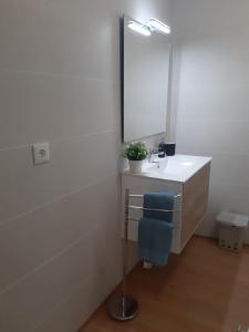 een badkamer met een wastafel en een spiegel bij Las Flores in Murcia