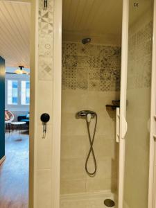 a shower with a shower head in a bathroom at Le Rennais - Gare & centre ville in Rennes +5 photos