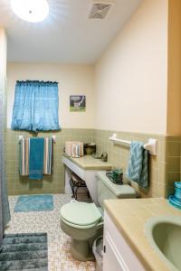bagno con servizi igienici e lavandino di Cozy Natchez Home - Close to River & Nature a Natchez