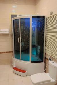 Kyan Abha Hotel - فندق كيان ابها في أبها: دش زجاجي في حمام مع مرحاض