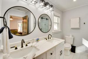 a bathroom with a sink and a mirror at Luxe Highlands Haven with Fire Pit and Hot Tub! in Highlands +31 photos