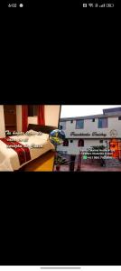 two pictures of a bedroom with two beds at Paucartambo wasichay hostal in Cusco