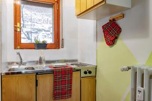 una cucina con lavandino, piano cottura e finestra di BeSt Marmotta a Sestriere