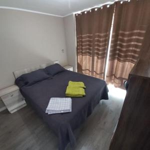 een slaapkamer met een bed met twee handdoeken erop bij Verano 2024 AltaVista Viña del Mar in Viña del Mar
