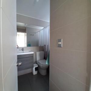 La salle de bains est pourvue de toilettes et d'un lavabo. dans l'établissement Verano 2024 AltaVista Viña del Mar, à Viña del Mar