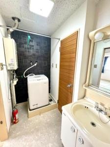 een badkamer met een wastafel en een boiler bij Ueda Building - Vacation STAY 13581 in Asahikawa