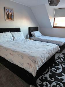 a bedroom with two beds and a window at No 22 in Banff