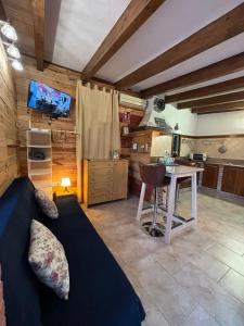 een woonkamer met een bank en een tafel bij Villa Paquita Loft in Deltebre