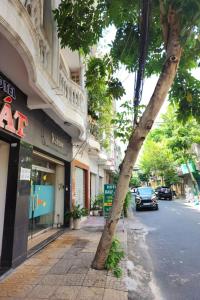 Ein Baum auf einem Bürgersteig neben einer Straße in der Unterkunft BAU CAT HOTEL in Ho-Chi-Minh-Stadt