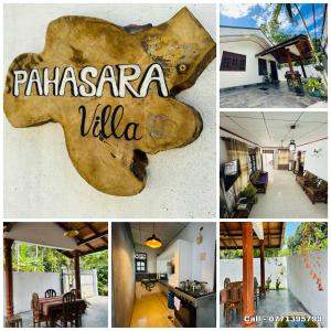 a collage of photos of a house with a sign at Pahasara Villa in Mirissa