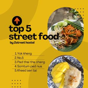 um panfleto para a melhor comida de rua em Singapura em 2street Hostel em Suratthani