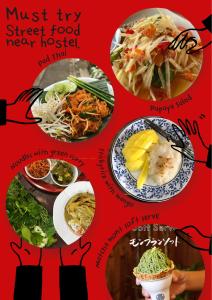 a collage of different types of food at 2street Hostel in Surat Thani