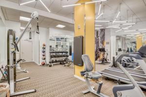 a gym with cardio equipment and tread machines at Downtown studio w gym laundry nr shopping BOS-987 in Boston