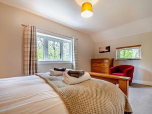 sypialnia z dużym łóżkiem i czerwonym krzesłem w obiekcie 3 bed in Beddgelert 64657 w mieście Beddgelert