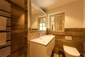 Holzhof في بريتناو: حمام مع مرحاض ومغسلة ومرآة
