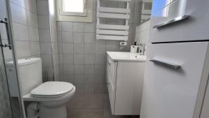een witte badkamer met een toilet en een wastafel bij My Residence d'Azur Maison Micheloni in Beausoleil
