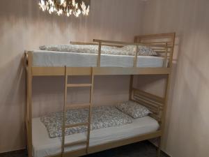 Divstāvu gulta vai divstāvu gultas numurā naktsmītnē Deluxe Central Apartment