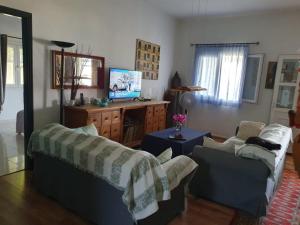 a living room with two couches and a television at ageraki 