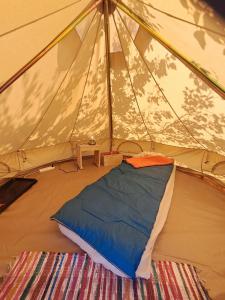 a tent with a bed in the middle of it at Camping 3 Gs in Goghtʼ +40 photos