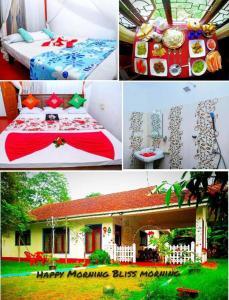 a collage of pictures of a house with a bed at Happy Morning Bliss. in Mirissa