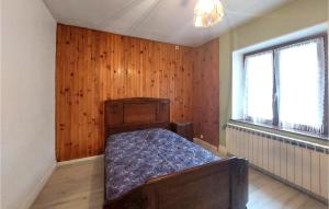 a bedroom with a bed in a room with wooden walls at Gorgeous Apartment In Saulxures-sur-moselott With Kitchen in Saulxures-sur-Moselotte