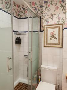 een badkamer met een douche en een toilet bij RIOJADOMUS in Anguciana