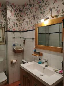 een badkamer met een wastafel en een spiegel bij RIOJADOMUS in Anguciana