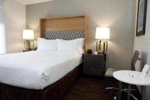 a hotel room with a bed and a desk and a table at Holiday Inn O'Hare Area, an IHG Hotel in Rosemont