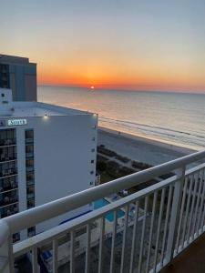 a view of the beach from the balcony of a building at 2501 S Ocean Blvd, 1127 - Ocean View Sleeps 6 in Myrtle Beach