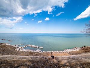 Oakwood Beach - Lake Front - Geneva-On-The-Lake في أشتابولا: منظر المحيط من خدعة