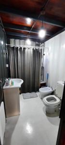 ein Bad mit einem WC und einem Waschbecken in der Unterkunft Alojamiento con pileta en Cañuelas in Cañuelas