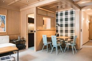 a dining room with a table and chairs at Schönherr Haus in Neustift im Stubaital