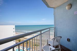 a balcony with a view of the beach at 2501 S Ocean Blvd, 0929 - Ocean View Sleeps 8 in Myrtle Beach