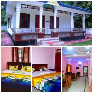 a collage of four pictures of a house at Bhaskar villas homestays in Varkala