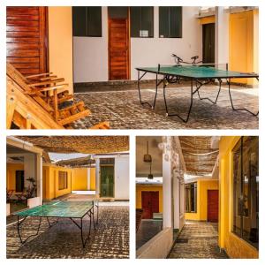 un collage de fotos con una mesa en una habitación en Villa CERRILLOS, en Camaná
