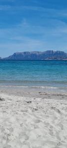 a beach with the ocean and mountains in the background at Casa Minuredda in Olbia +9 photos