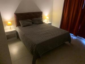 - une chambre avec un grand lit et deux lampes dans l'établissement Terrasur, à Lanús