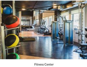 a fitness center with a bunch of gym equipment at Upscale Luxury Fully loaded Equipped Loft in Atlanta